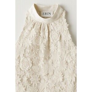 Erin Fetherston Ivory Floral 3D Appliqué Sleeveless Dress Women’s Size 6